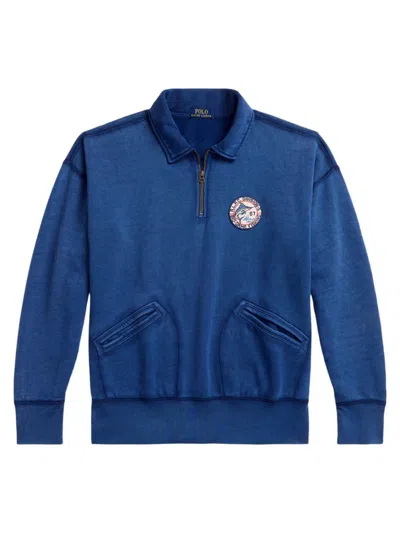 Ralph Lauren Men's Cotton-blend Quarter-zip Sweatshirt In Annapolis Blue