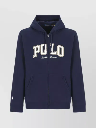 Ralph Lauren Blue Sweatshirt With Hood And Zipper