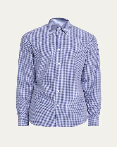 Ralph Lauren Men's Cotton Micro-gingham Button-down Shirt In Blue