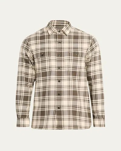 Ralph Lauren Men's Cotton Plaid Double-pocket Button-down Shirt In Neutral