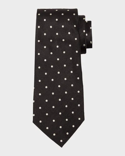 Ralph Lauren Men's Dotted Satin Tie In Black
