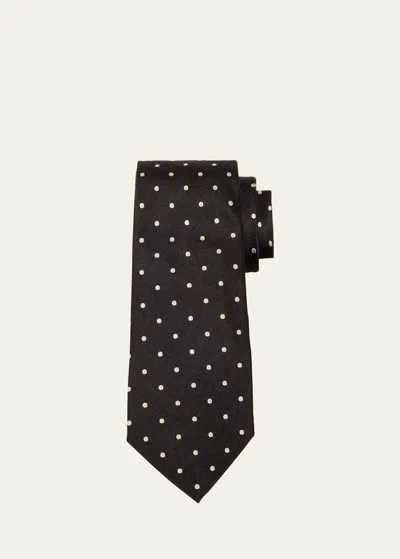 Ralph Lauren Men's Dotted Satin Tie In Black