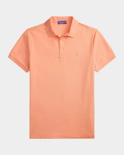 Ralph Lauren Men's Double-mercerized Pique Monogram Polo Shirt In Orange