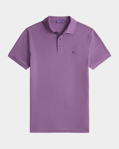 Ralph Lauren Men's Double-mercerized Pique Monogram Polo Shirt In Purple