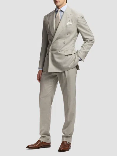 Ralph Lauren Men's Double-breasted Wool Flannel Suit In Pearl Grey