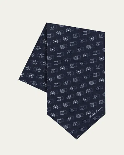 Ralph Lauren Men's Floral Medallion Silk Foulard Neckerchief In Blue
