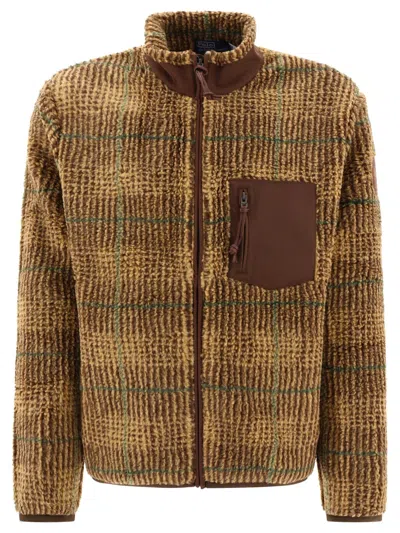 Pre-owned Ralph Lauren Men's Glen Plaid Pile Fleece Jacquard Jacket- Sz M In Multicolor