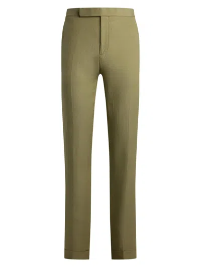 Ralph Lauren Men's Gregory Hand-tailored Silk-linen Trousers In Green