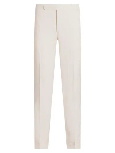 Ralph Lauren Gregory Straight-leg Herringbone Cotton And Linen-blend Suit Trousers In Neutrals