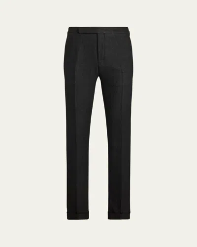 Ralph Lauren Men's Gregory Slim Flat-front Trousers In Black