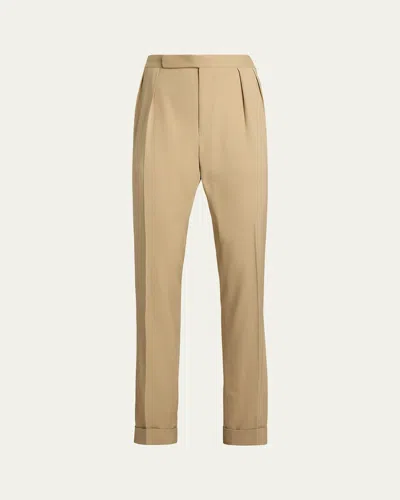 Ralph Lauren Men's Gregory Wool Double-pleated Trousers In Brown