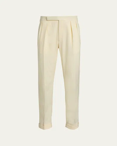 Ralph Lauren Men's Gregory Wool Double-pleated Trousers In Brown