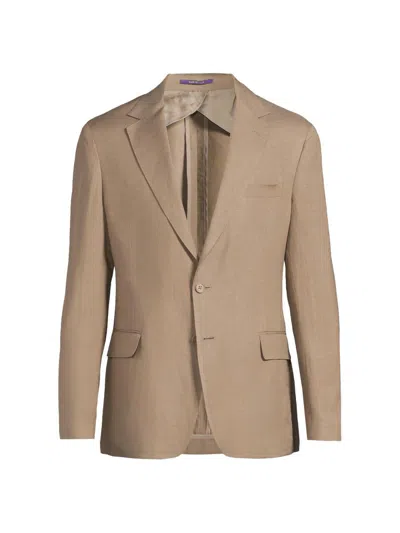 Ralph Lauren Men's Hadley Silk-linen Single-breasted Jacket In Brown