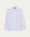 Ralph Lauren Men's Harrison Windowpane Linen Shirt In Whiteblue