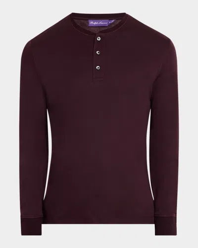 Ralph Lauren Men's Interlock Henley Shirt In Classic Wine