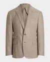 Ralph Lauren Checked Linen And Silk Blazer In Neutral