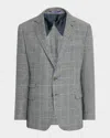 Ralph Lauren Purple Label Kent Hand Tailored Plaid Linen Blazer In Navy
