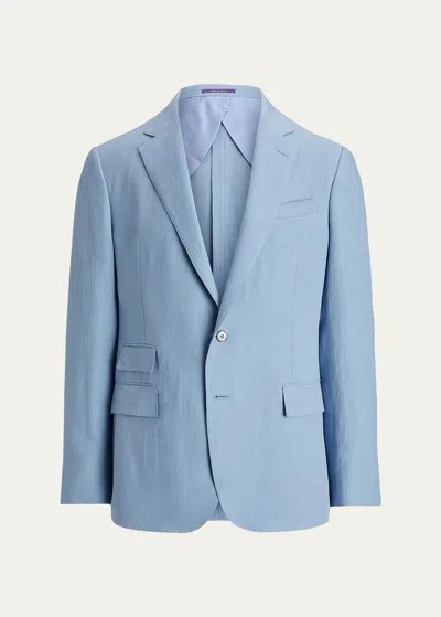 Ralph Lauren Men's Kent Hand-tailored Silk-linen Jacket In Infnty Blue