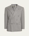 Ralph Lauren Men's Kent Wool Hairline Double-breasted Sport Coat In Gray