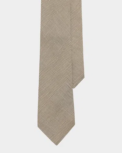 Ralph Lauren Men's Linen And Mulberry Silk Glen Plaid Tie In Brown
