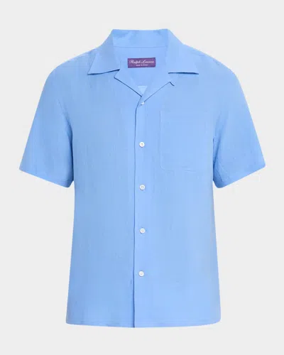 Ralph Lauren Men's Linen Camp Shirt In Light Blue
