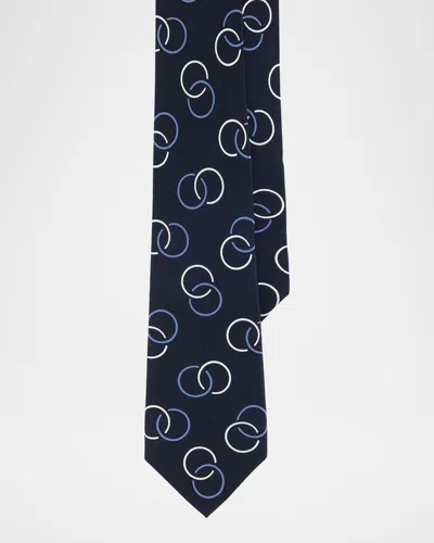 Ralph Lauren Purple Label Linked Rings Silk Tie In Navy