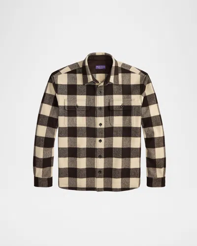 RALPH LAUREN MEN'S MERINO WOOL MAXI-CHECK OVERSHIRT