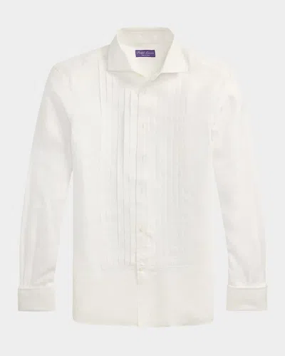 Ralph Lauren Men's Nm X Rl French Cuff Linen Tuxedo Shirt In White