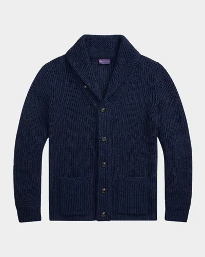 Ralph Lauren Men's Nm X Rl Shawl-collar Textured Cardigan In Indigo Blue