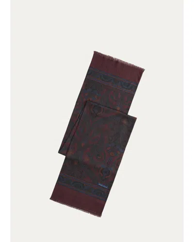 Ralph Lauren Men's Paisley Cashmere-silk Scarf In Burgundy