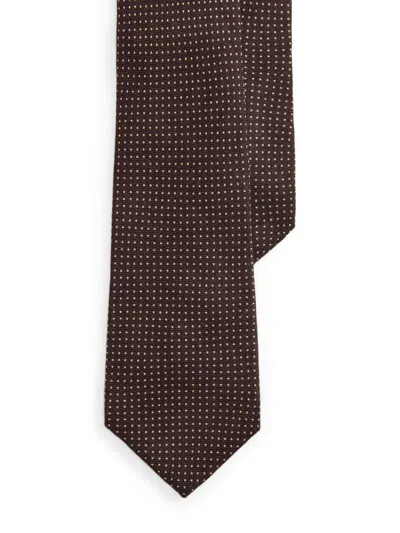 Ralph Lauren Men's Pin Dot Cashmere-silk Tie In Brown