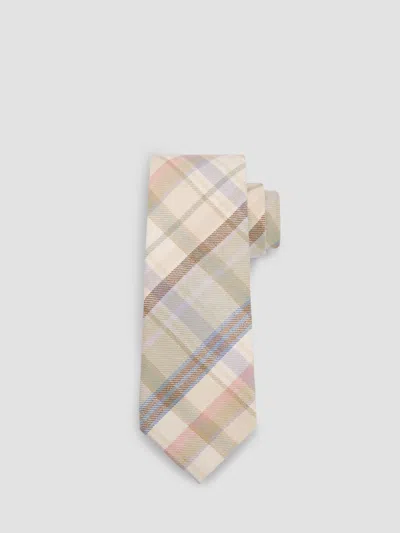 Ralph Lauren Men's Plaid Hemp-cotton Tie In Brown