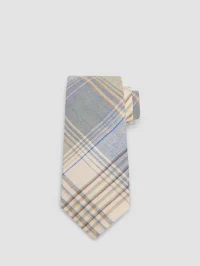 Ralph Lauren Men's Plaid Linen Tie In Neutral