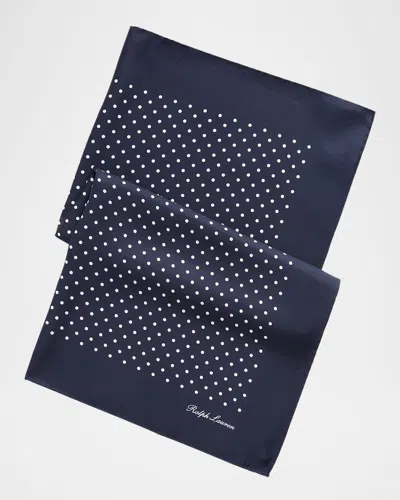 Ralph Lauren Men's Polka Dot Silk Scarf In Blue