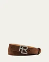 Ralph Lauren Men's Rl-buckle Calf Suede Belt In Brown