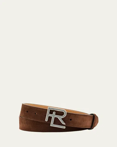 RALPH LAUREN MEN'S RL-BUCKLE CALF SUEDE BELT