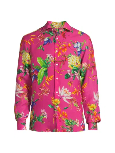 Ralph Lauren Men's Botanical Linen Shirt In Pink Multi