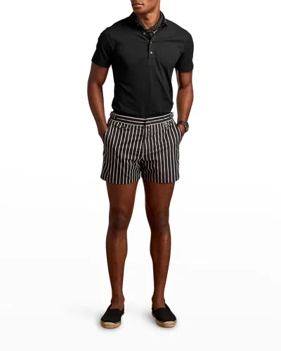 Ralph Lauren Men's Solid Cotton Polo Shirt In Black