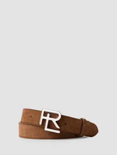 Ralph Lauren Men's Stacked R-buckle Suede Belt In Orange