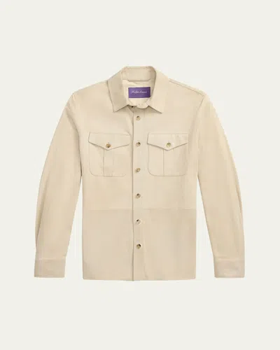 Ralph Lauren Men's Suede Overshirt In White