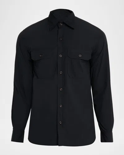 Ralph Lauren Men's Sueded Cotton Poplin Button-down Shirt In Black
