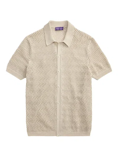 Ralph Lauren Men's Textured Cotton Short-sleeve Cardigan In Gray