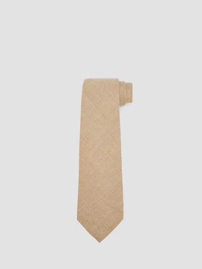 Ralph Lauren Men's Textured Linen-cotton-silk Tie In Brown