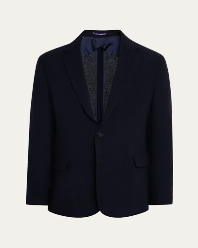 Ralph Lauren Men's Textured Wool Notch Lapel Sport Coat In Blue