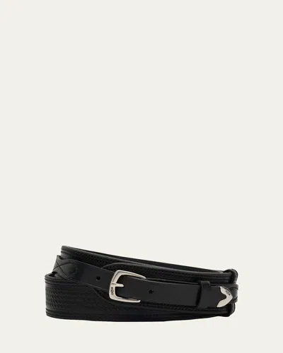 Ralph Lauren Men's Topstitched Western Leather Belt In Brown