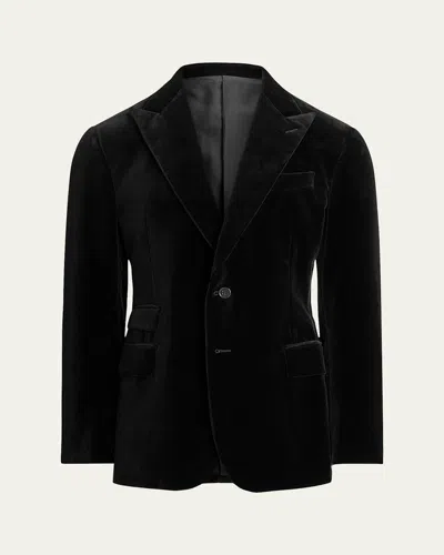 Ralph Lauren Men's Velvet Peak Lapel Single-breasted Sport Coat In Black