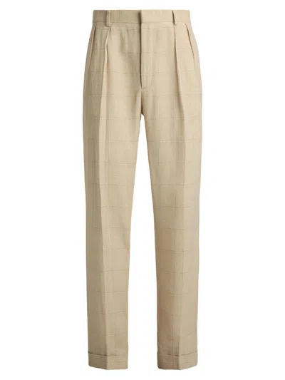 Ralph Lauren Checked Pleated Trousers In Neutral