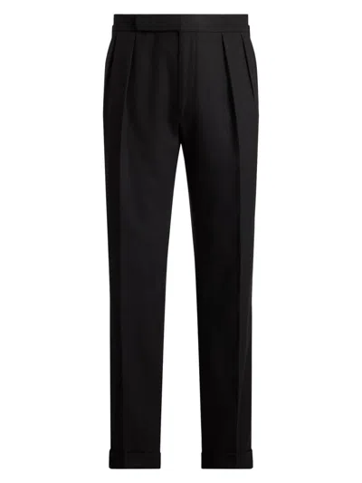 Ralph Lauren Men's Wool Flannel Trousers In Black