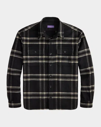 RALPH LAUREN MEN'S WOOL PLAID DOUBLE-POCKET OVERSHIRT