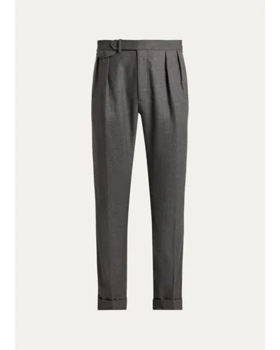 Ralph Lauren Gregory Pleated Wool Trousers In Gray